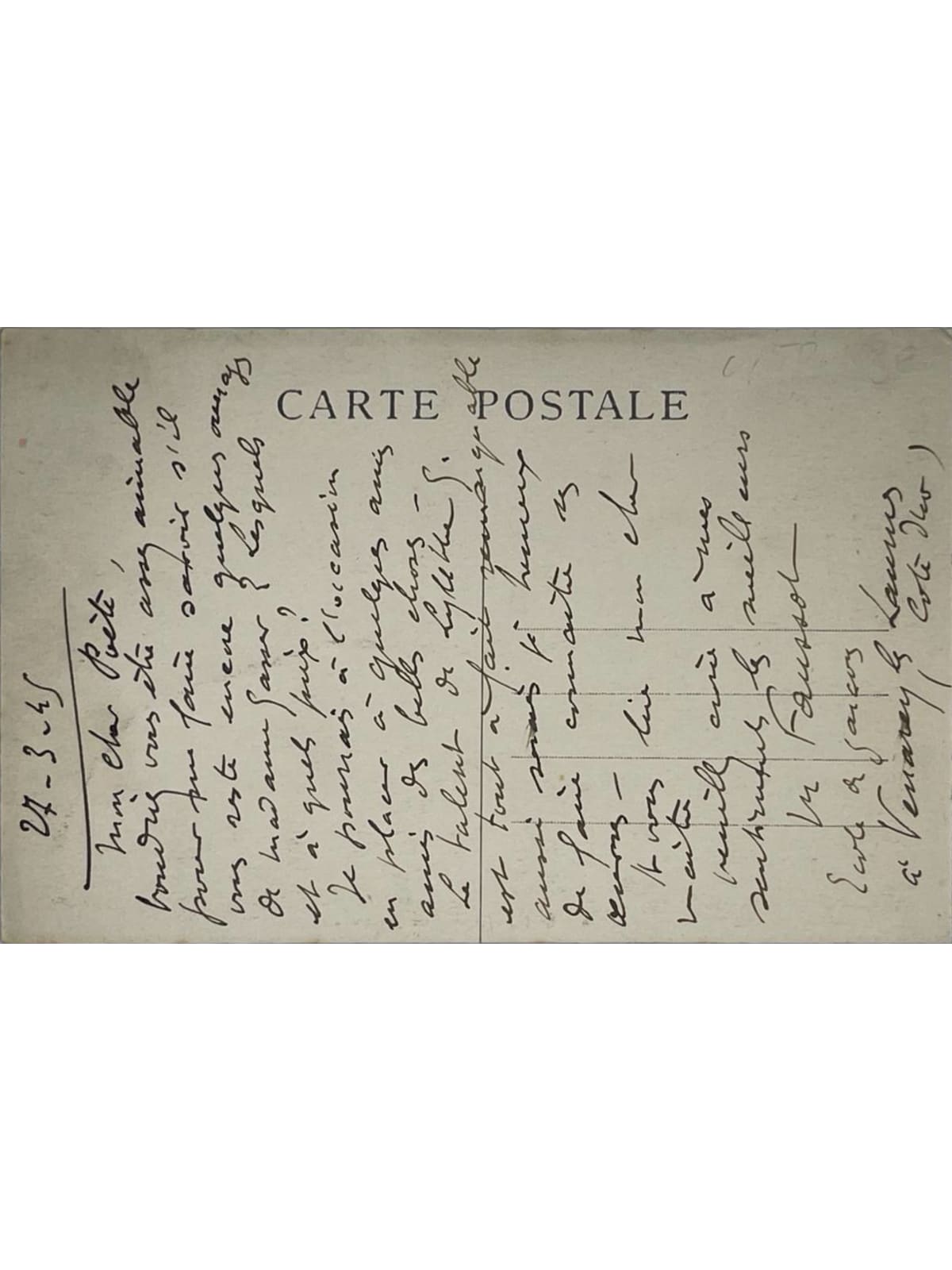 Verso de la carte postale