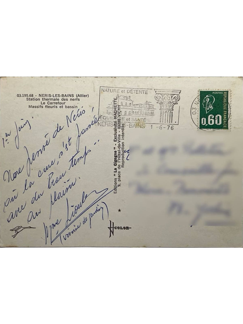 Verso de la carte postale