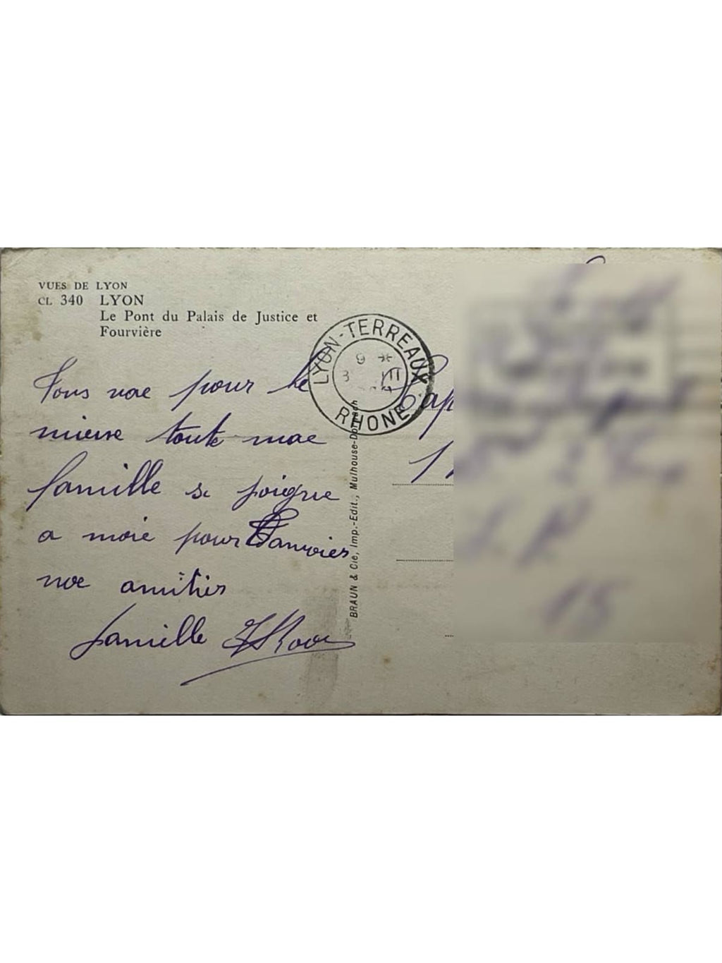 Verso de la carte postale