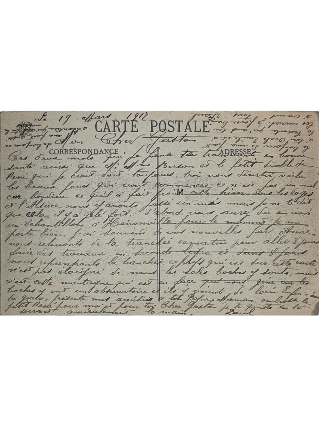 Verso de la carte postale