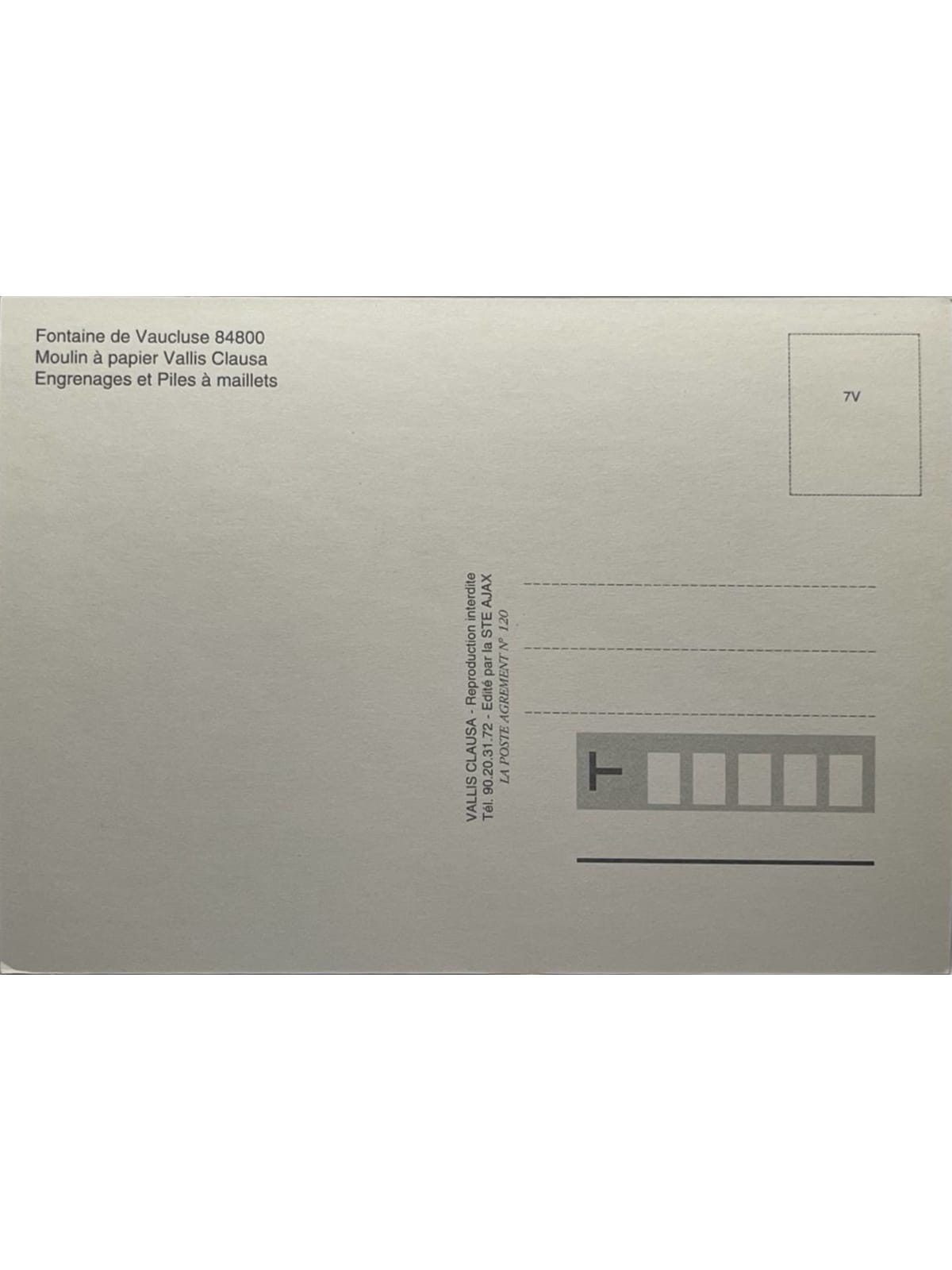 Verso de la carte postale