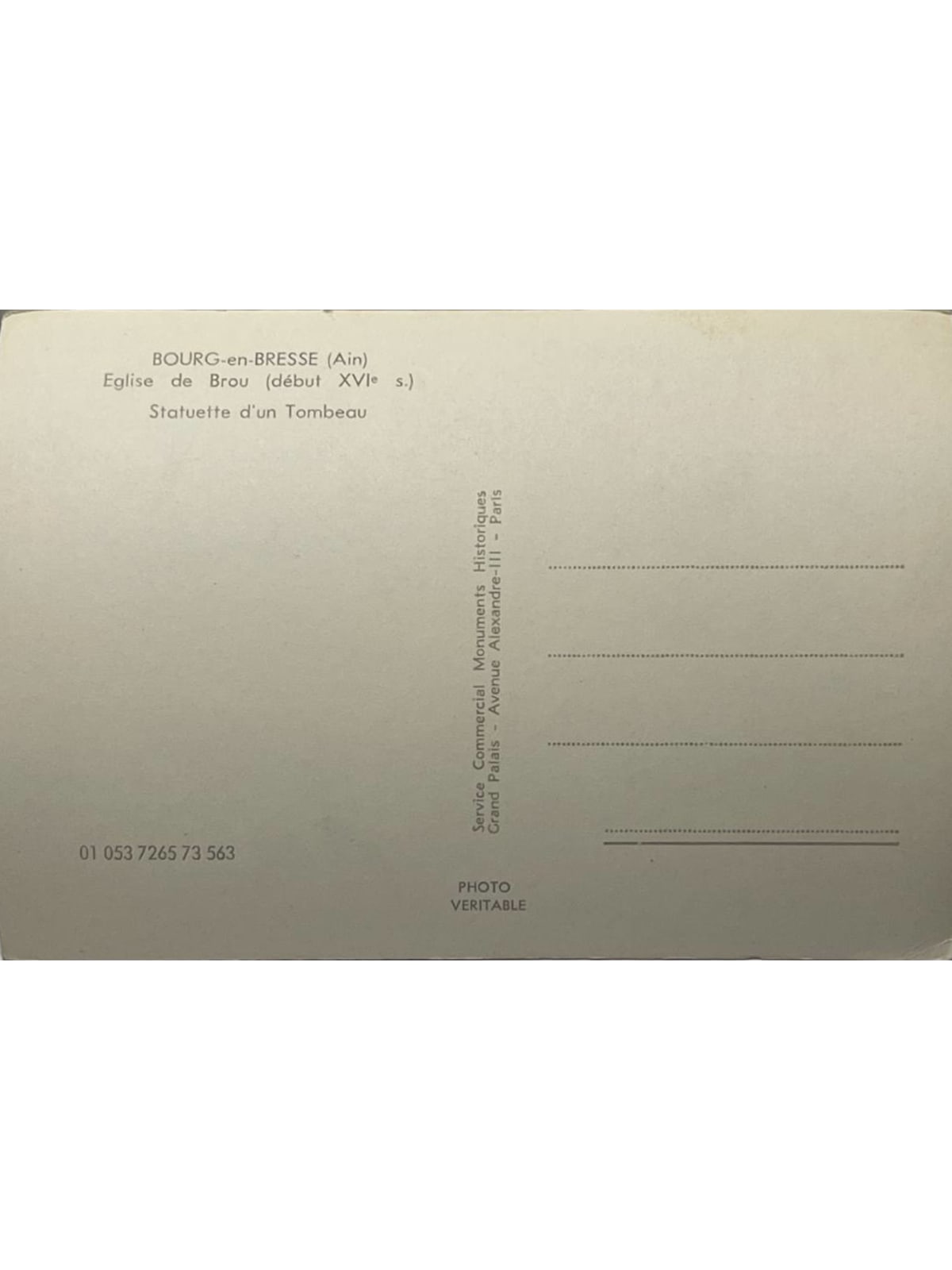 Verso de la carte postale