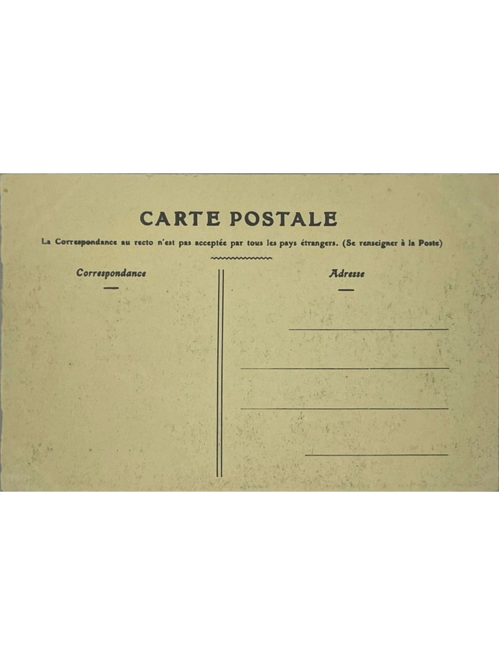 Verso de la carte postale