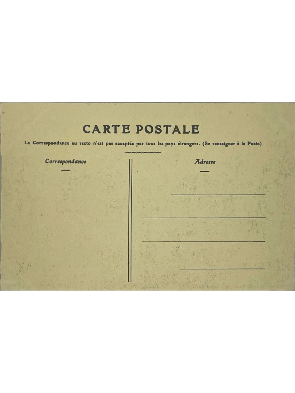 Verso de la carte postale