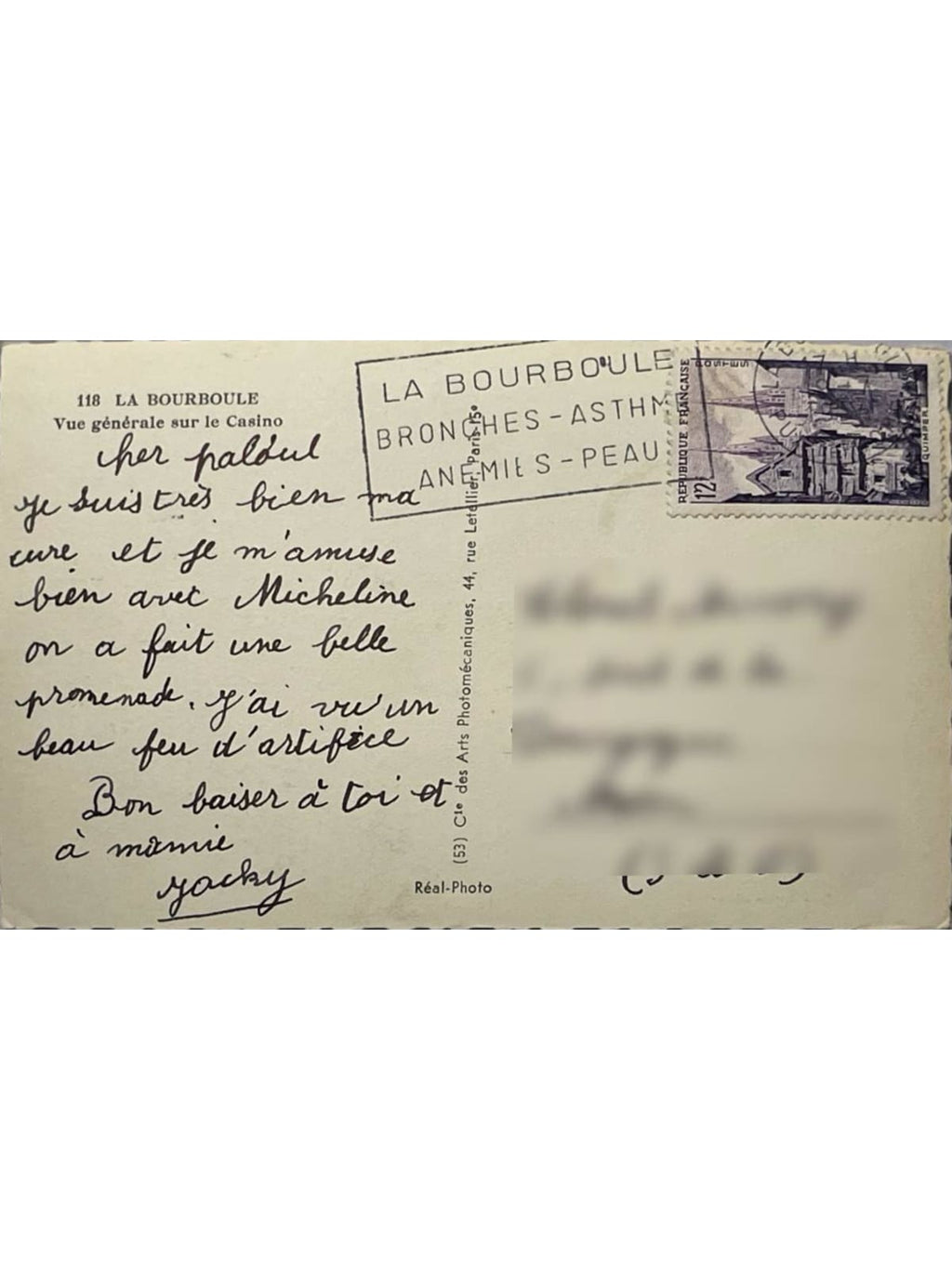 Verso de la carte postale