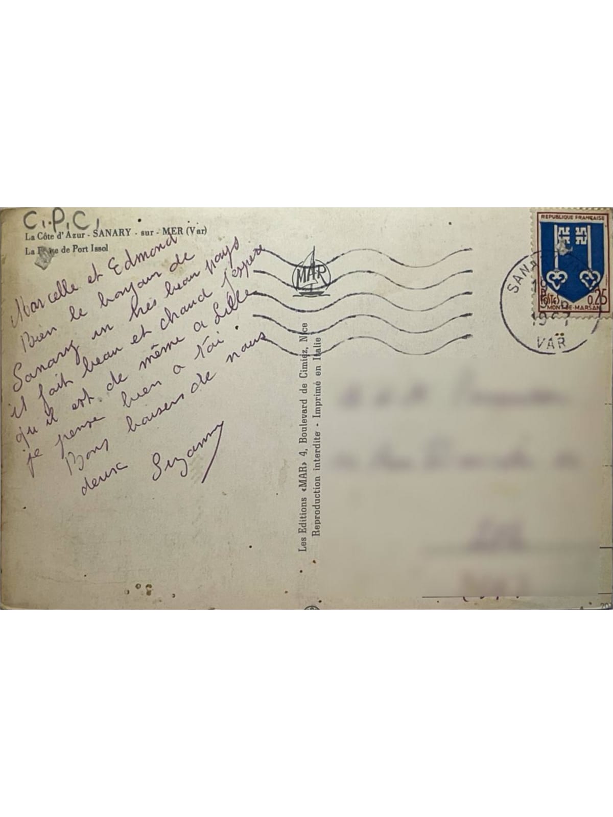 Verso de la carte postale