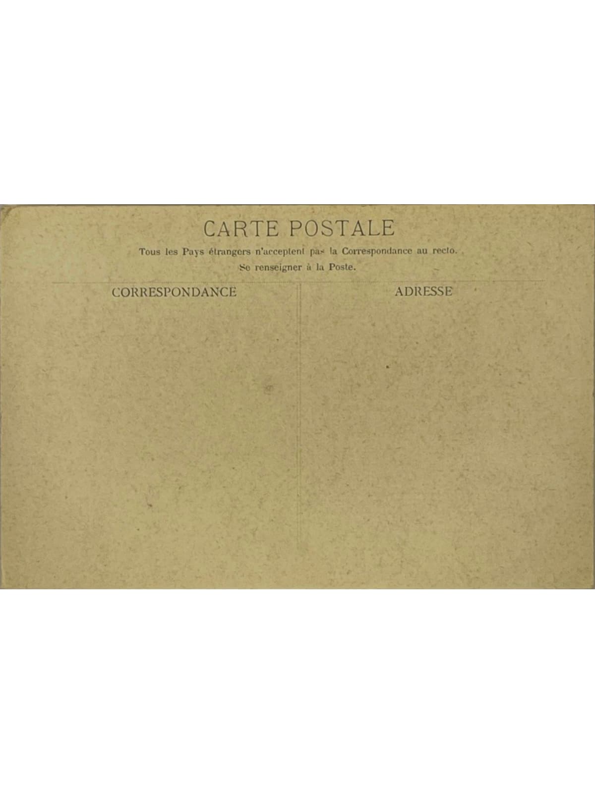 Verso de la carte postale