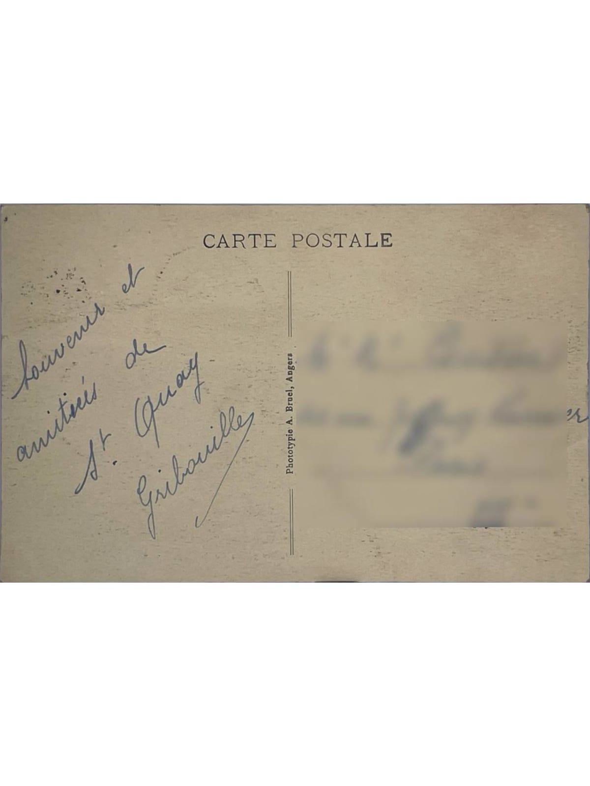 Verso de la carte postale