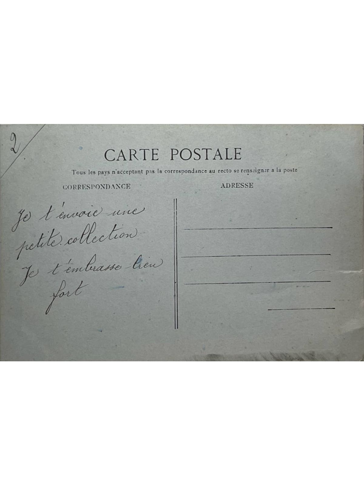 Verso de la carte postale