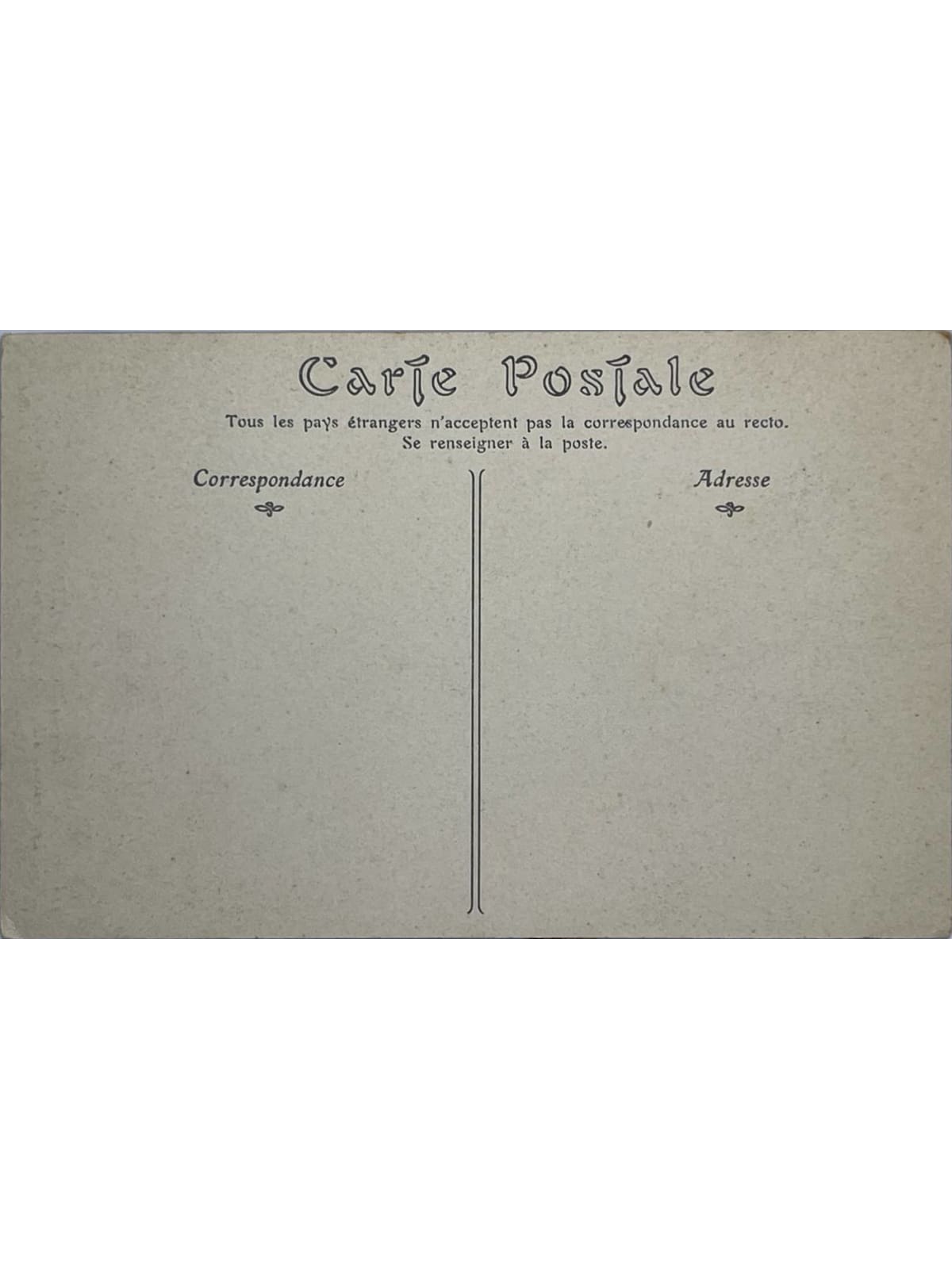 Verso de la carte postale