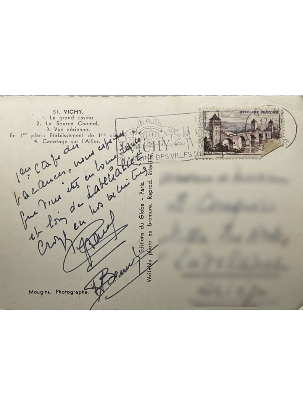 Verso de la carte postale