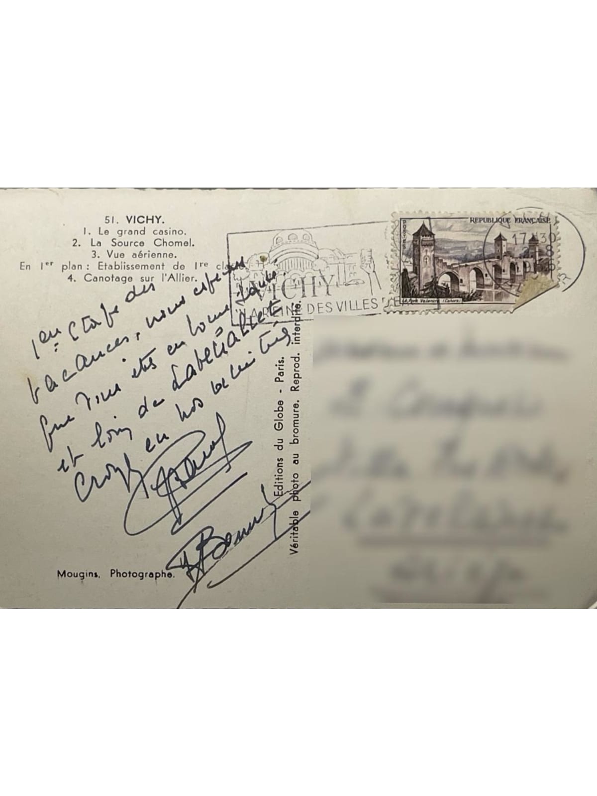 Verso de la carte postale