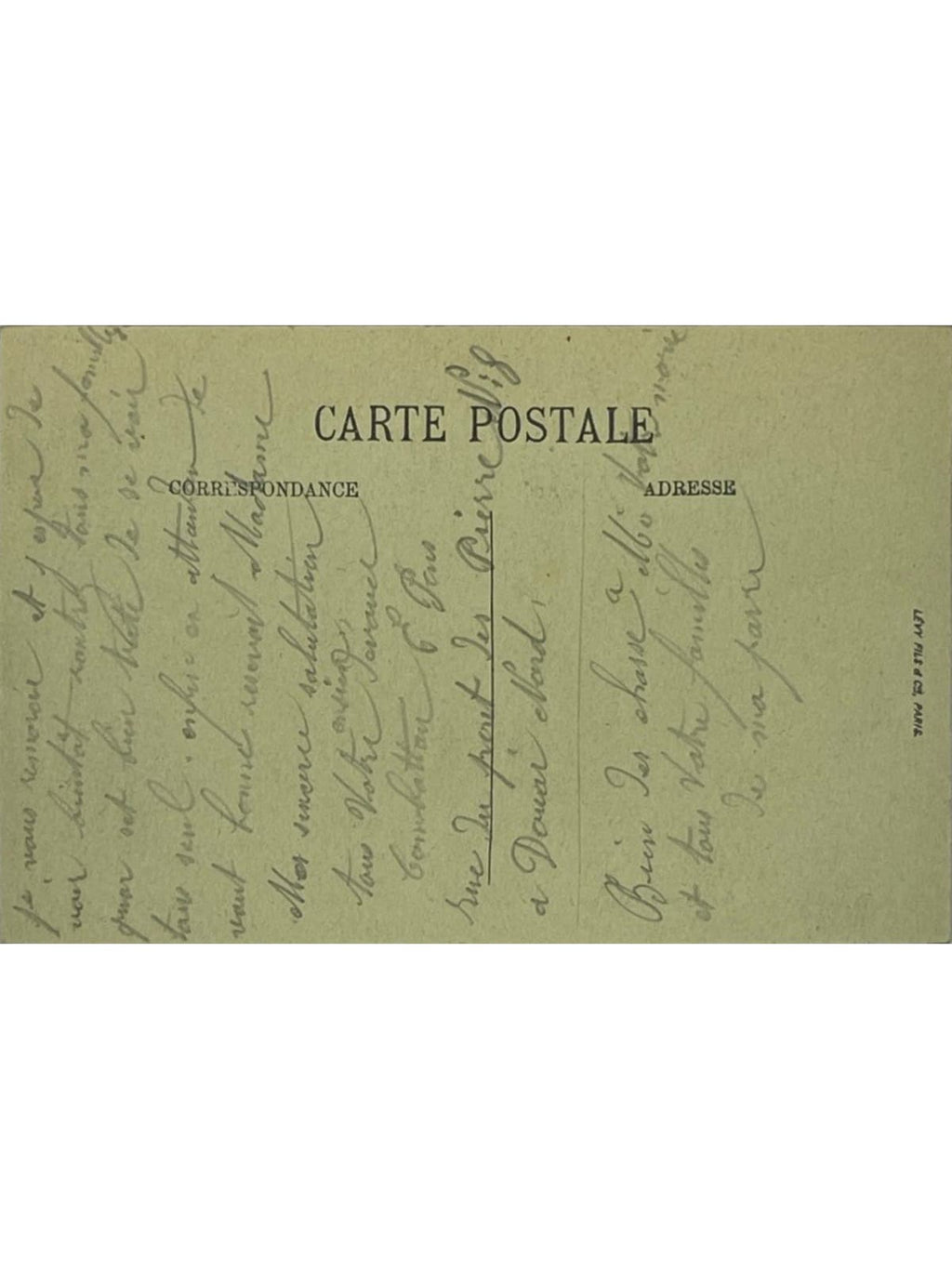 Verso de la carte postale