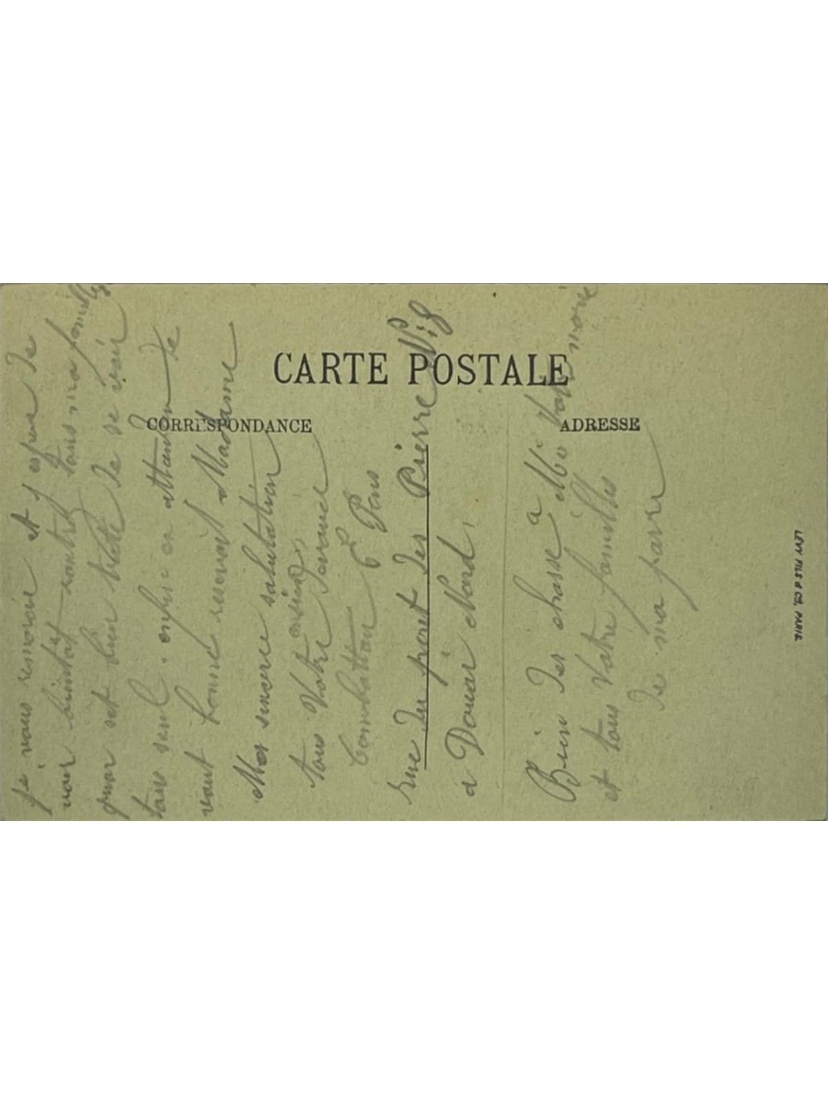 Verso de la carte postale