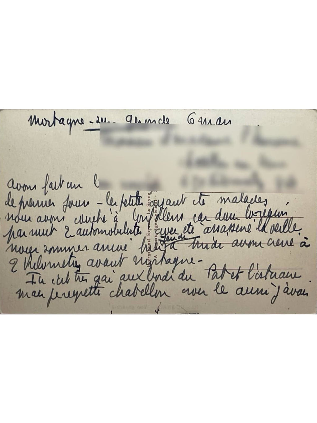Verso de la carte postale