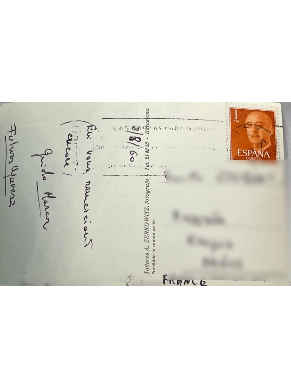 Verso de la carte postale