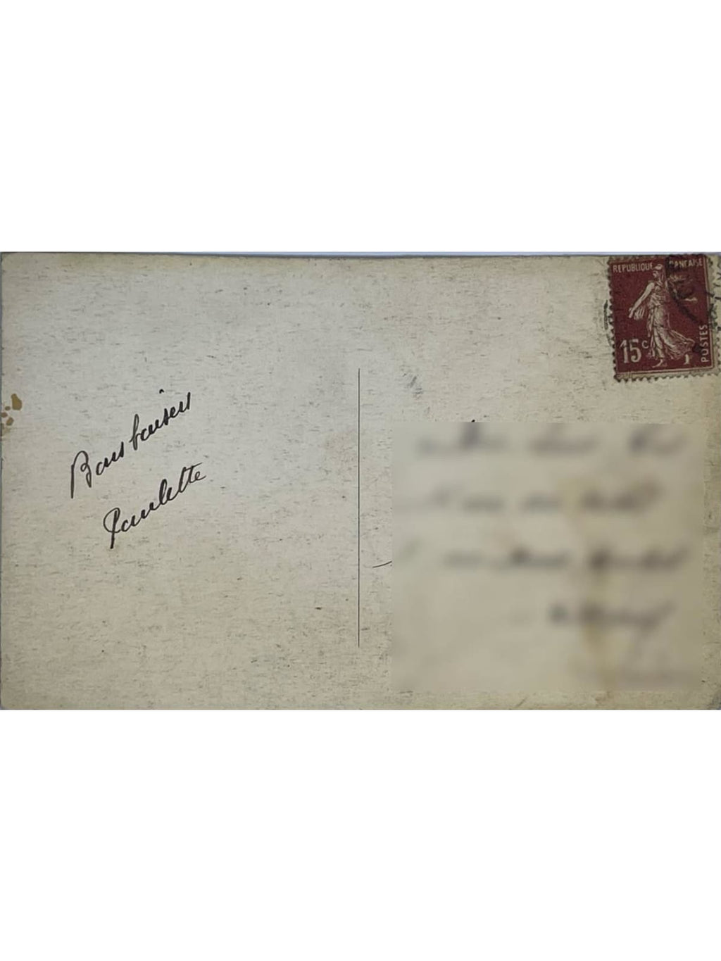 Verso de la carte postale