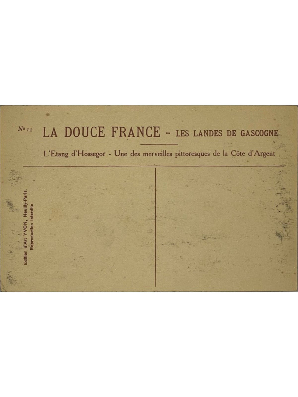 Verso de la carte postale