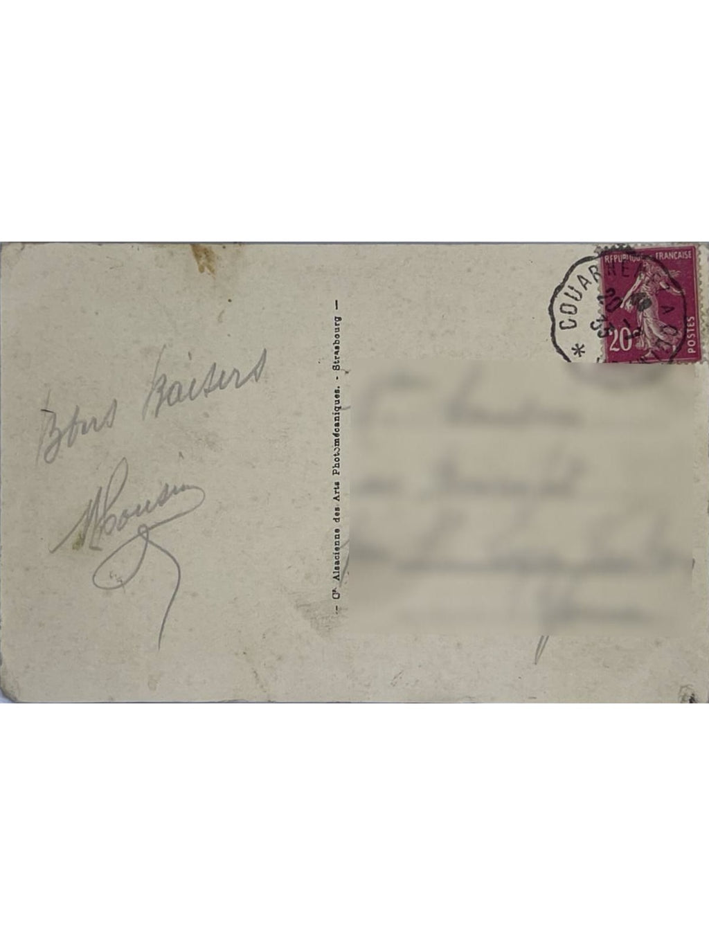 Verso de la carte postale