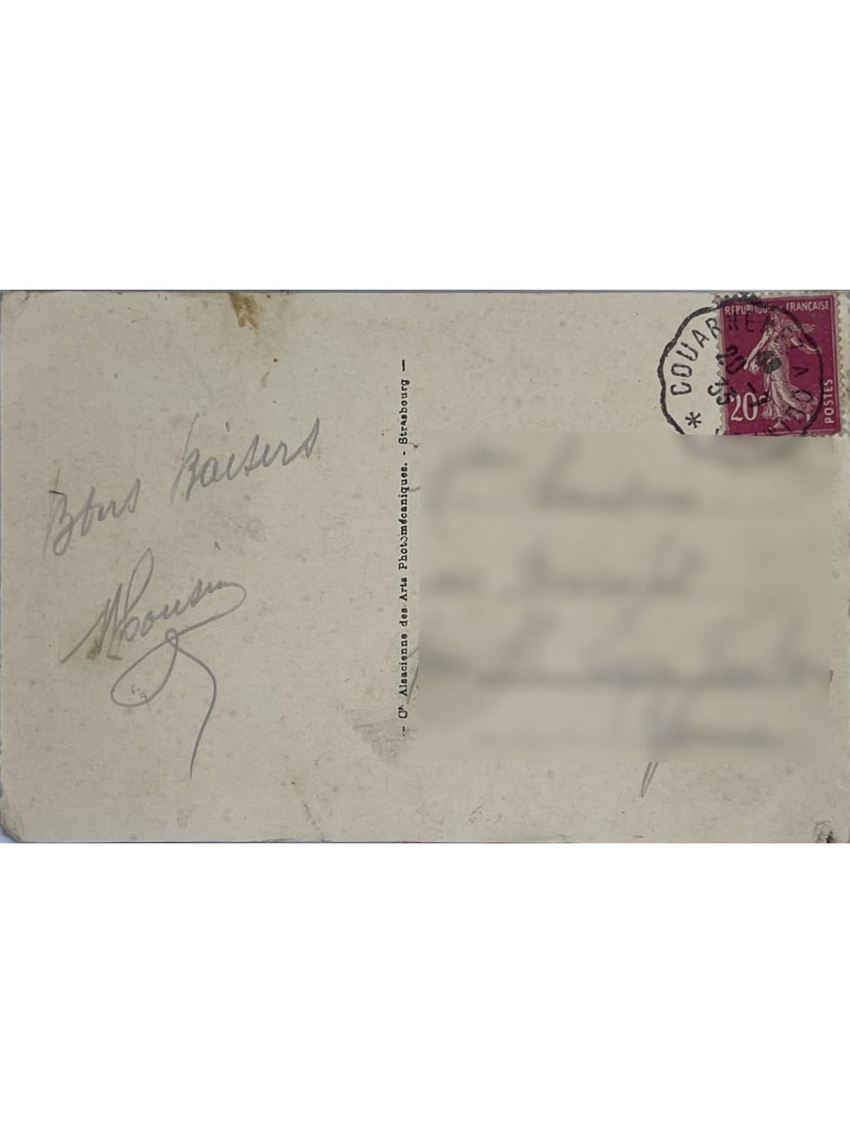 Verso de la carte postale