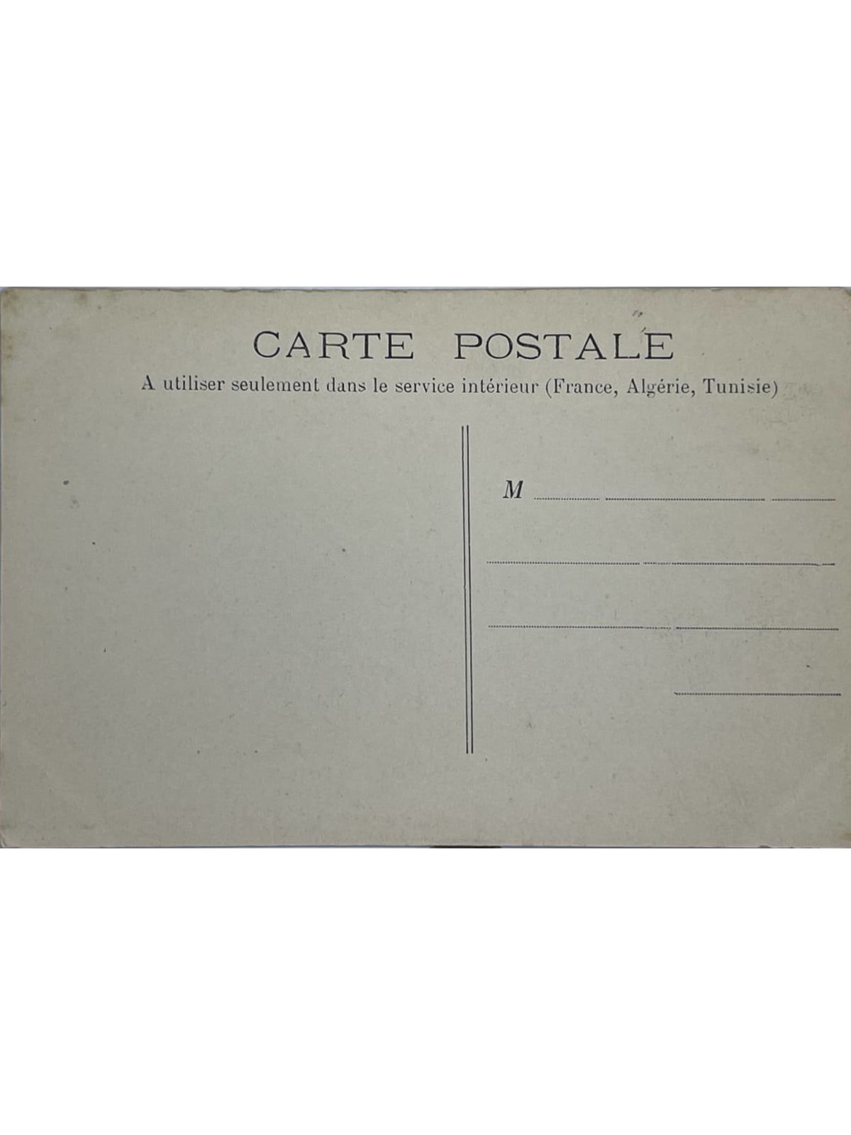 Verso de la carte postale