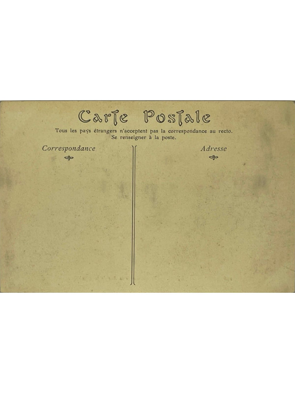 Verso de la carte postale