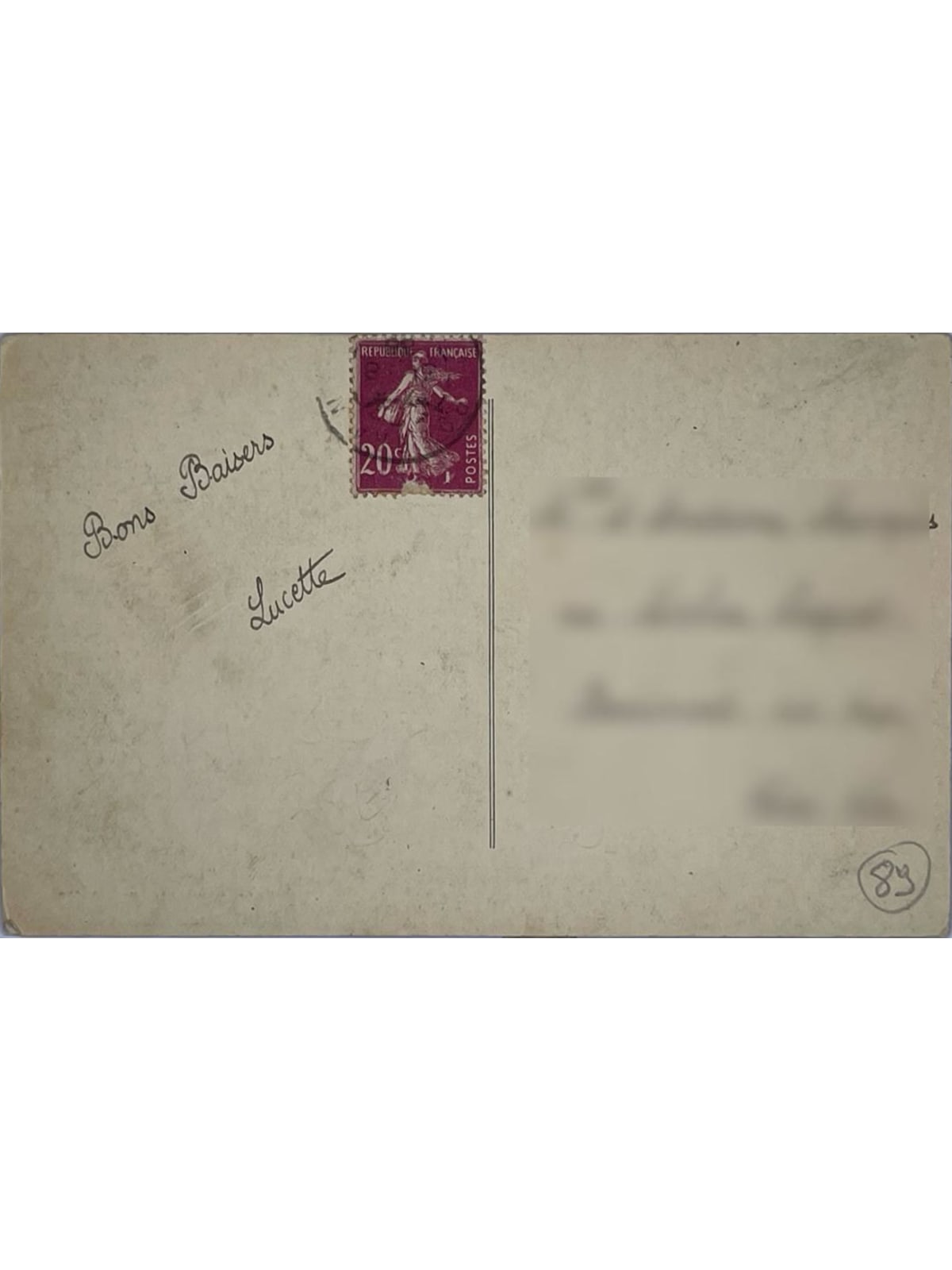 Verso de la carte postale