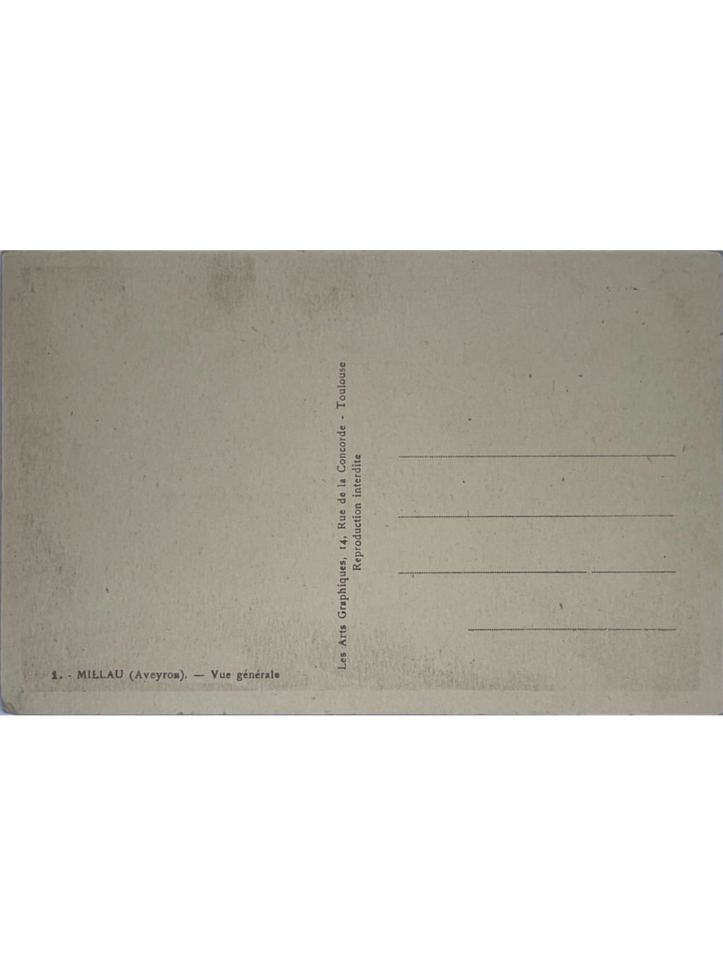Verso de la carte postale