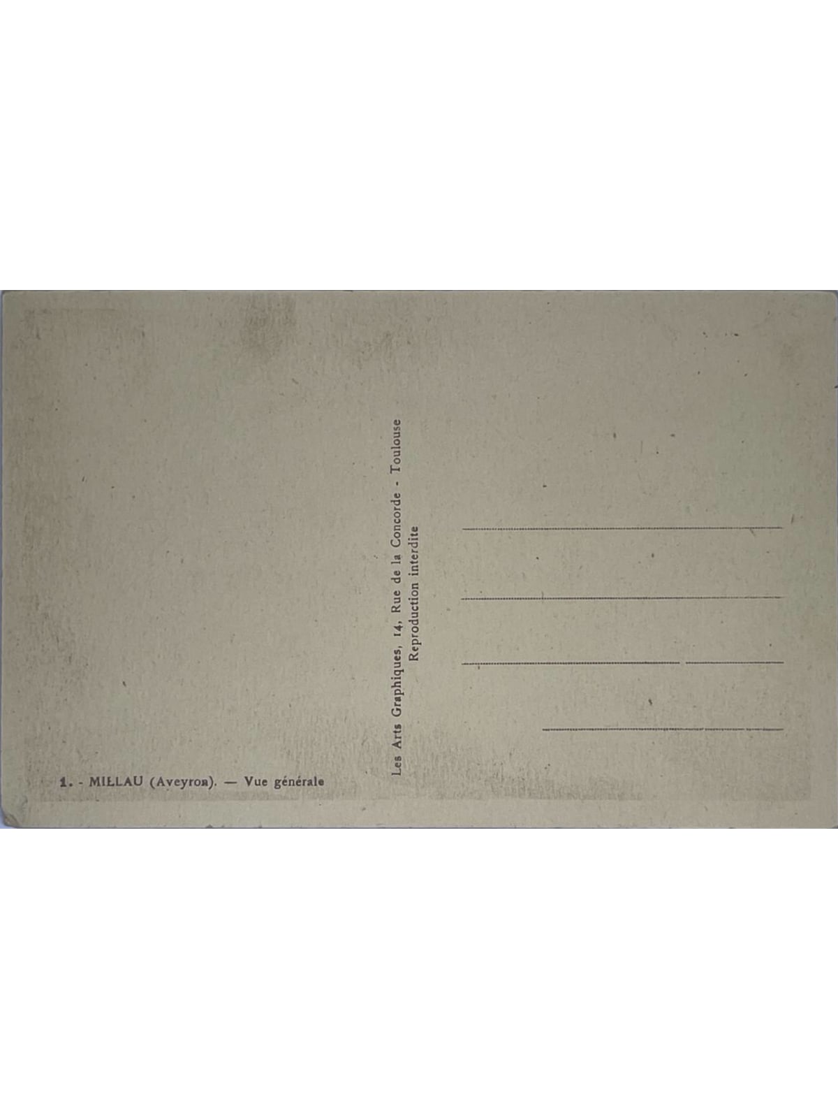 Verso de la carte postale