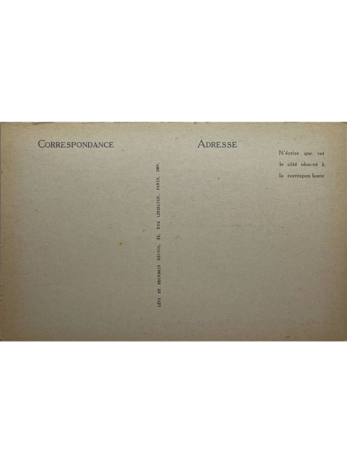 Verso de la carte postale