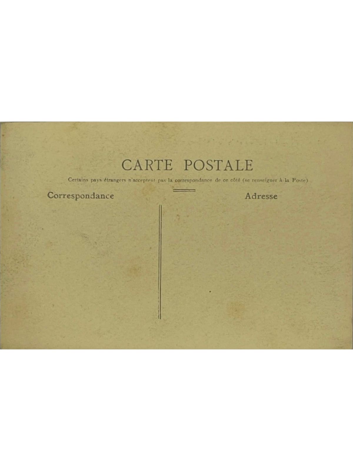 Verso de la carte postale