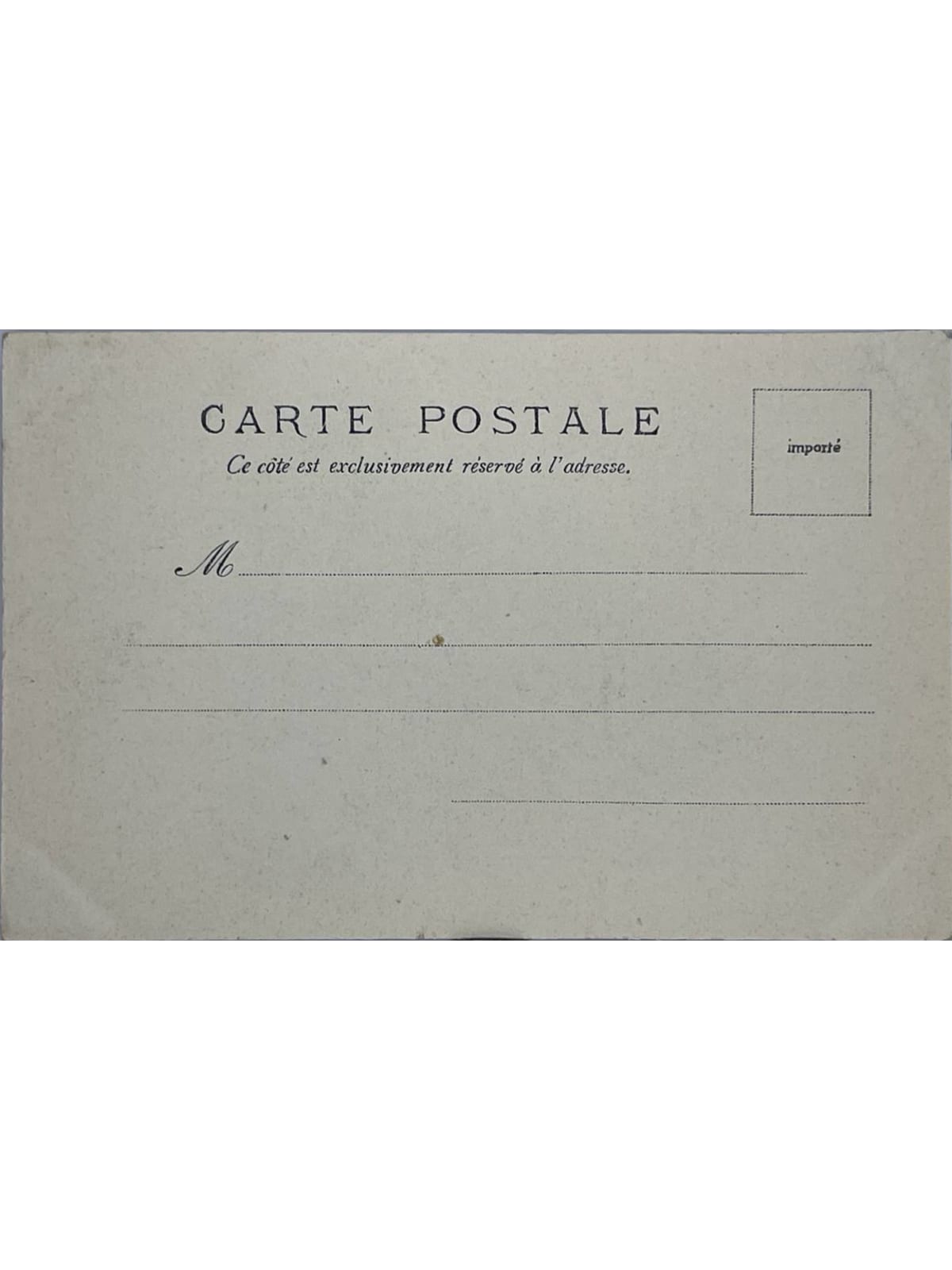 Verso de la carte postale