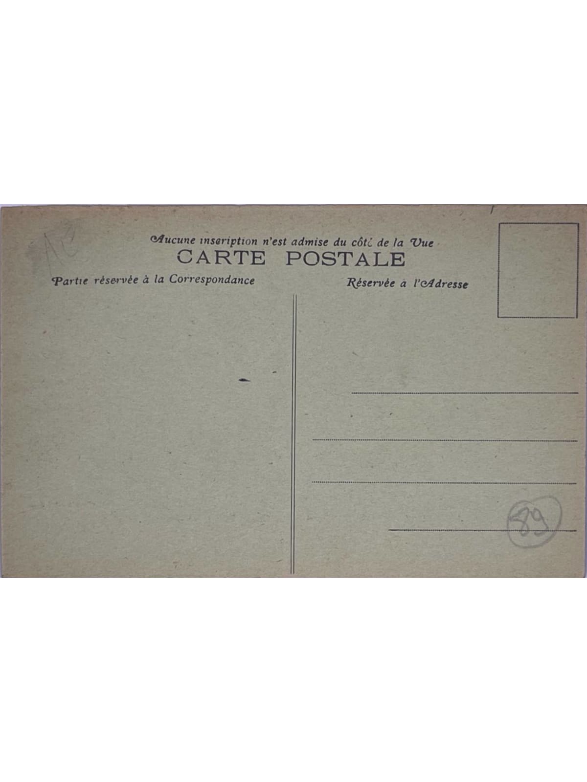 Verso de la carte postale