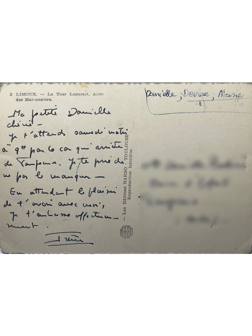 Verso de la carte postale