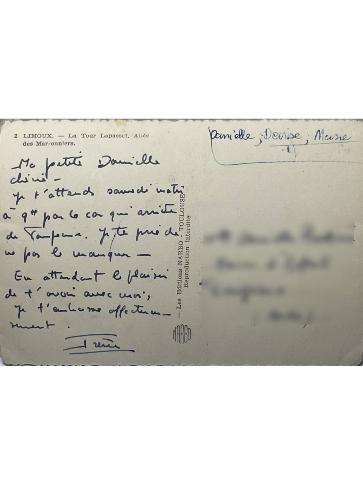 Verso de la carte postale