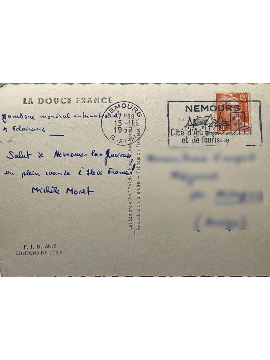 Verso de la carte postale