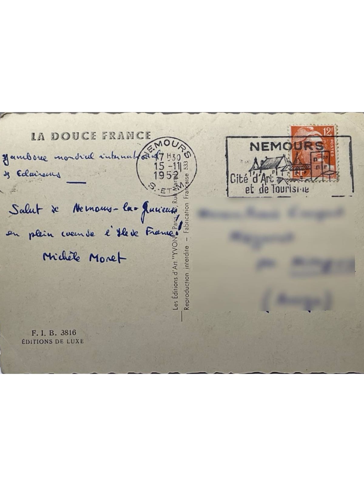 Verso de la carte postale