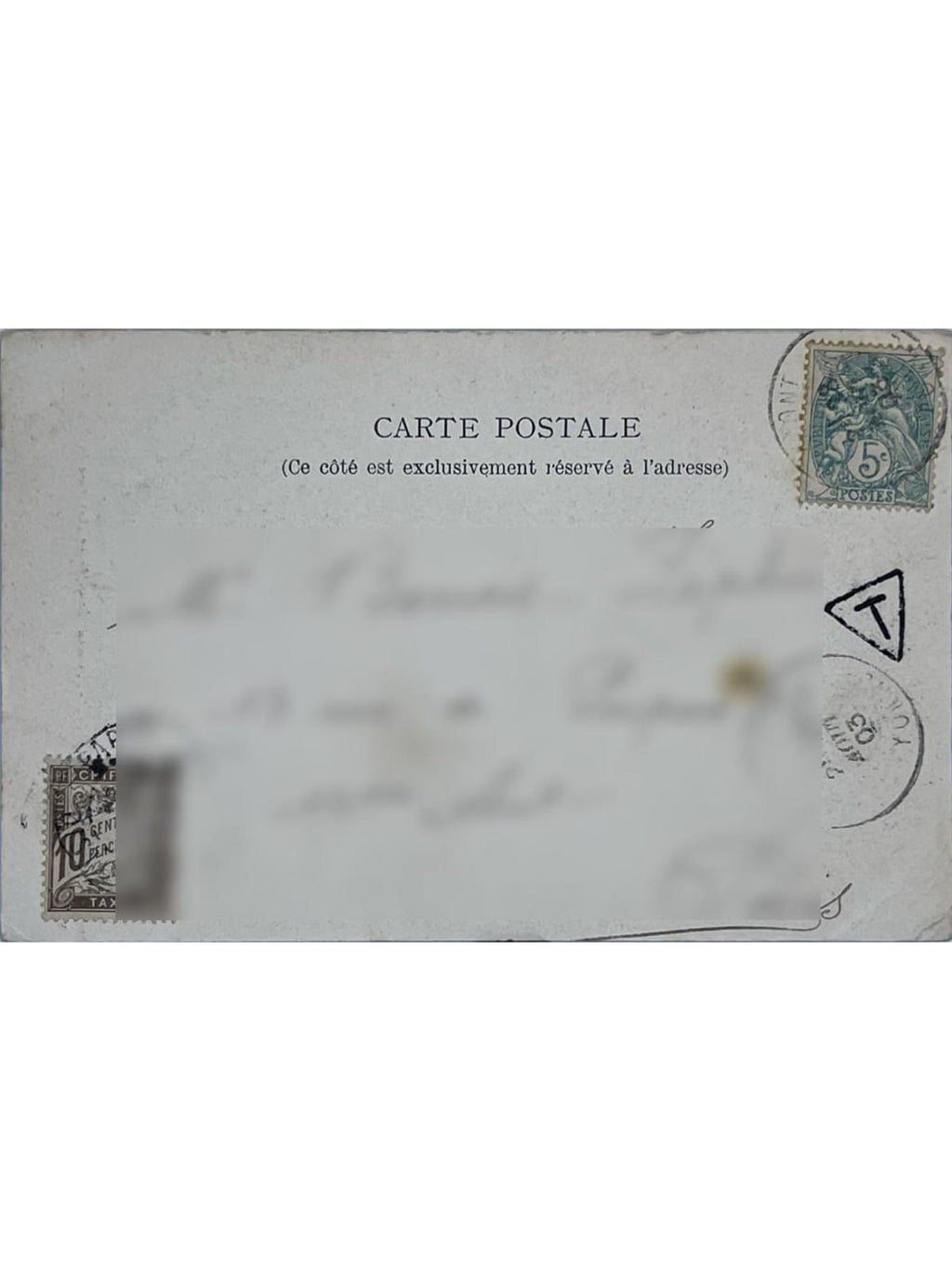 Verso de la carte postale