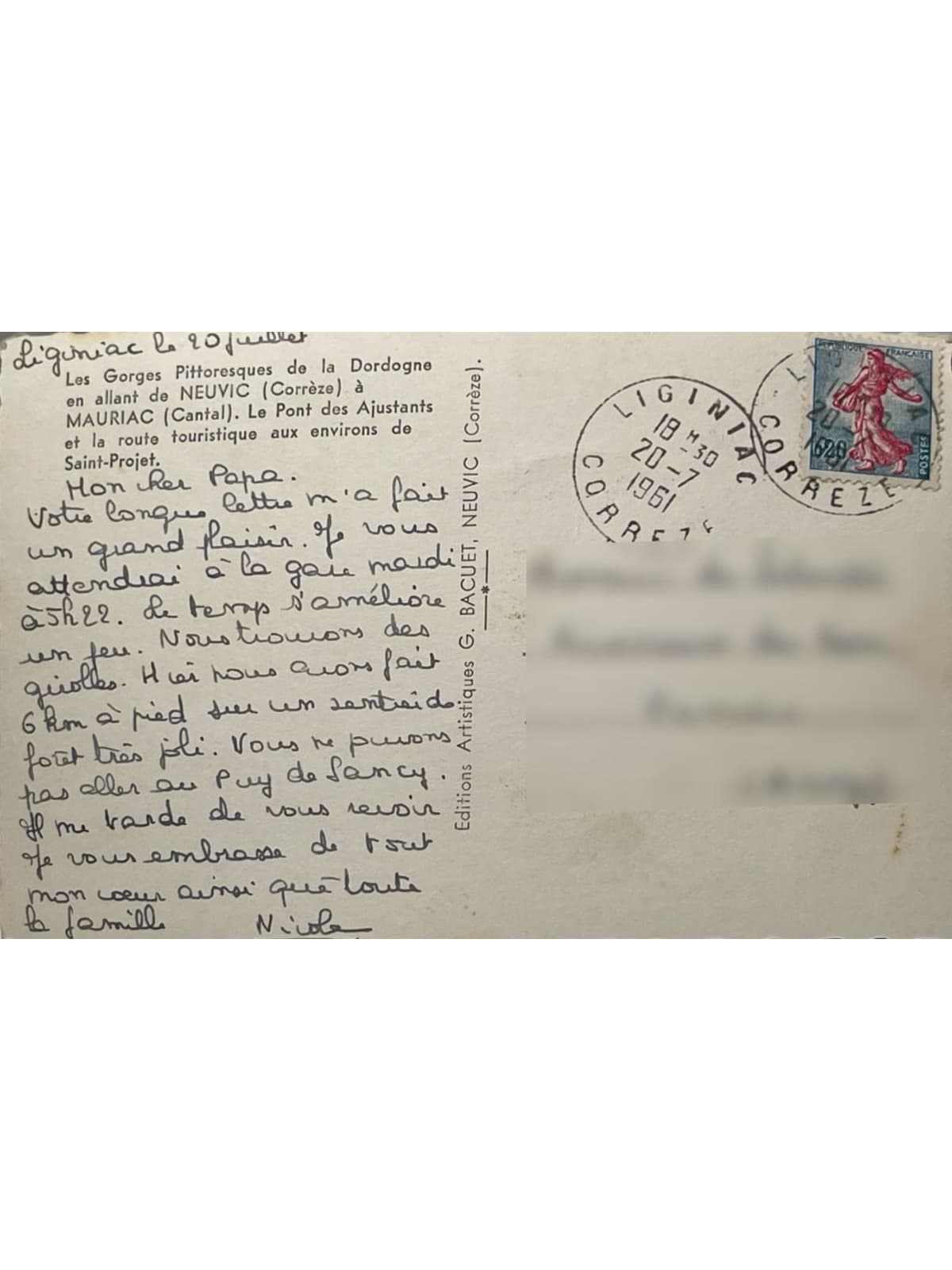 Verso de la carte postale
