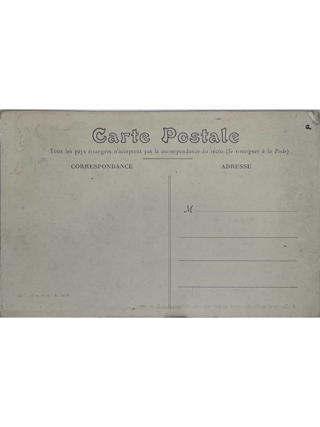 Verso de la carte postale