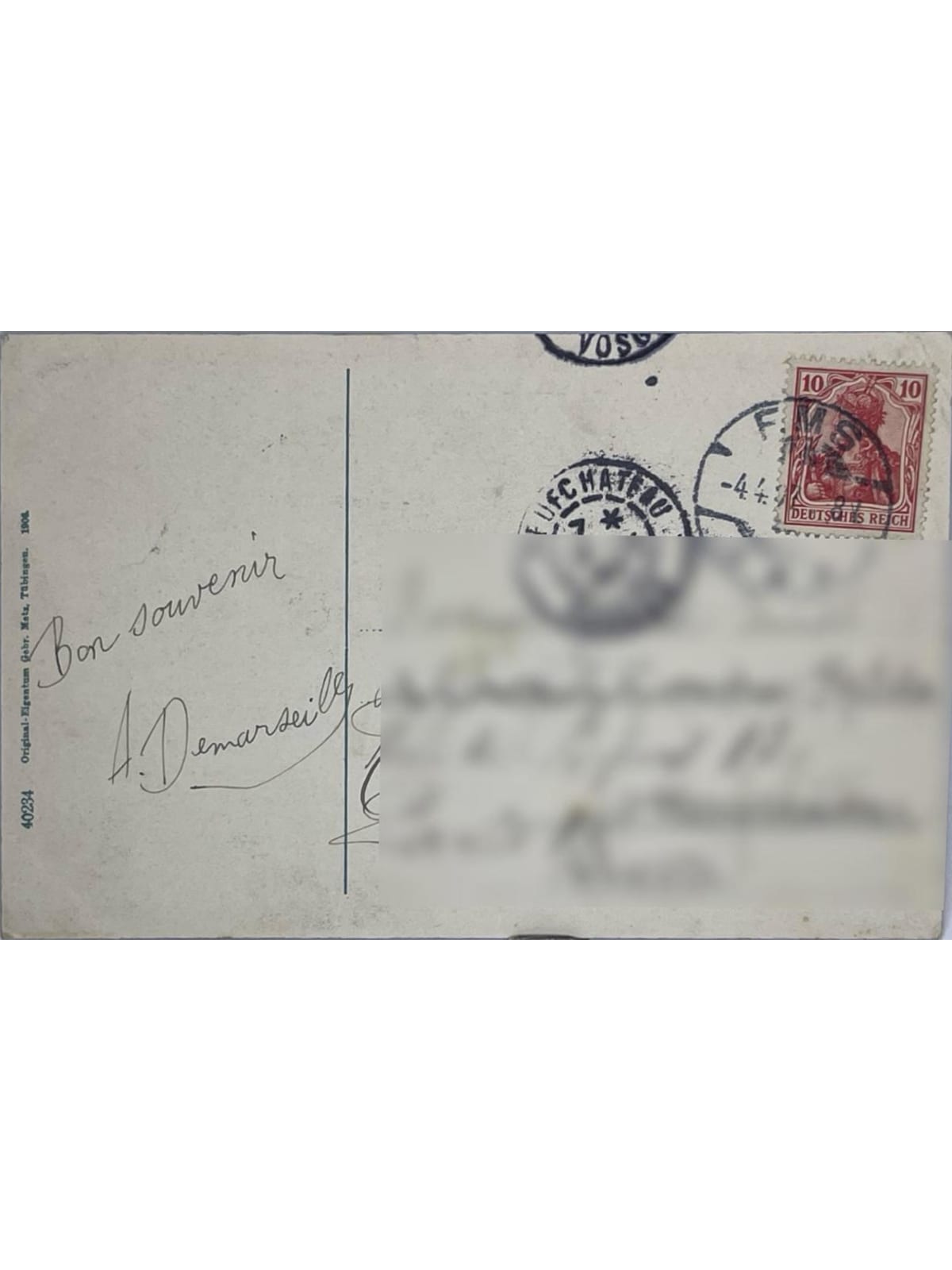 Verso de la carte postale