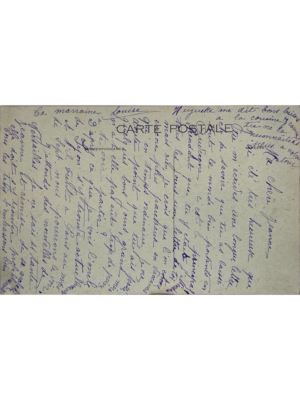 Verso de la carte postale