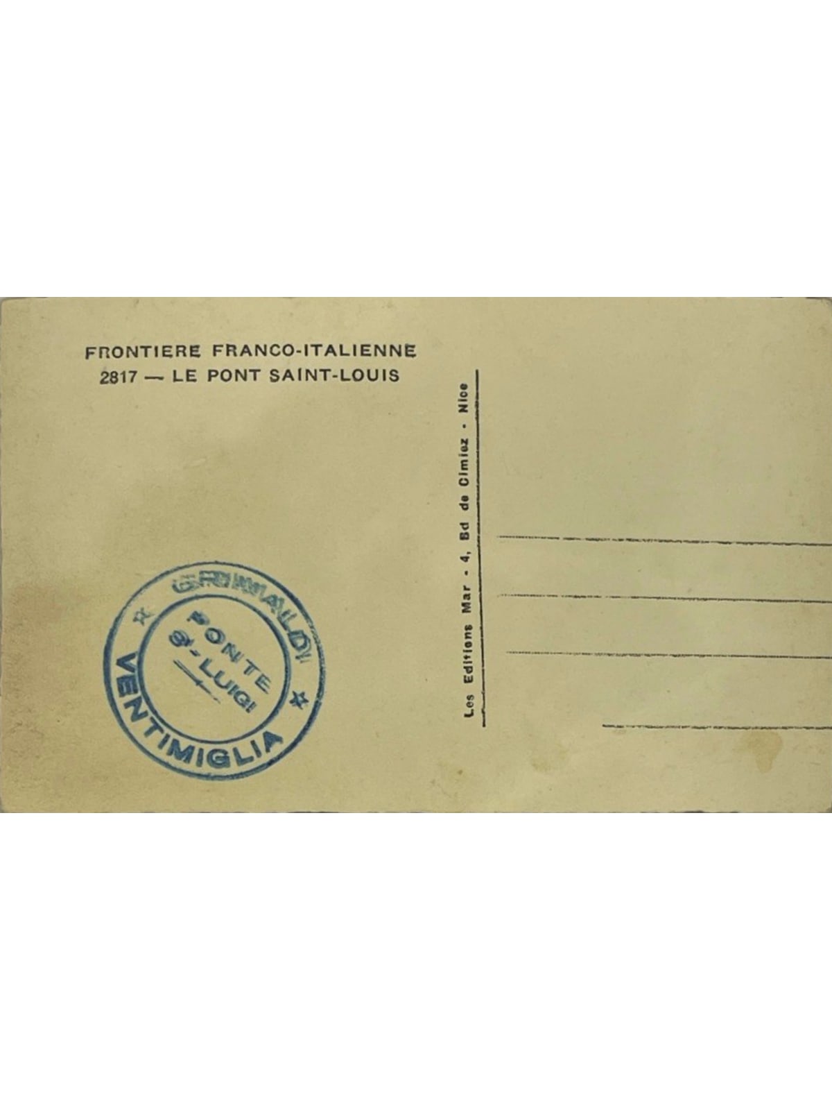 Verso de la carte postale