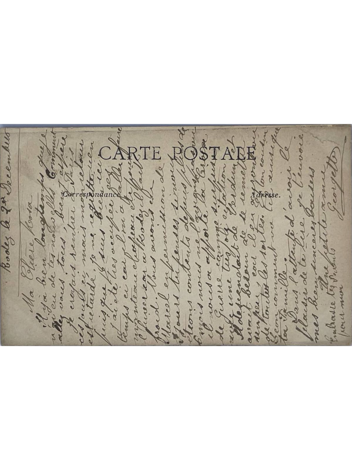 Verso de la carte postale