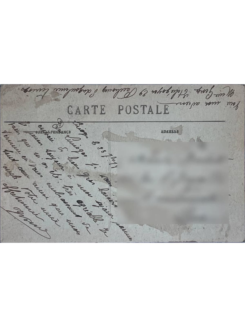 Verso de la carte postale