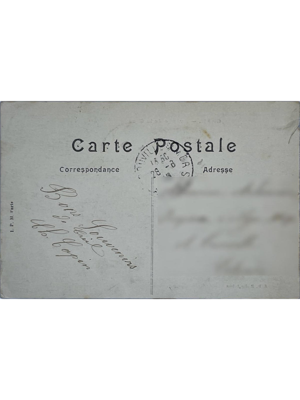 Verso de la carte postale