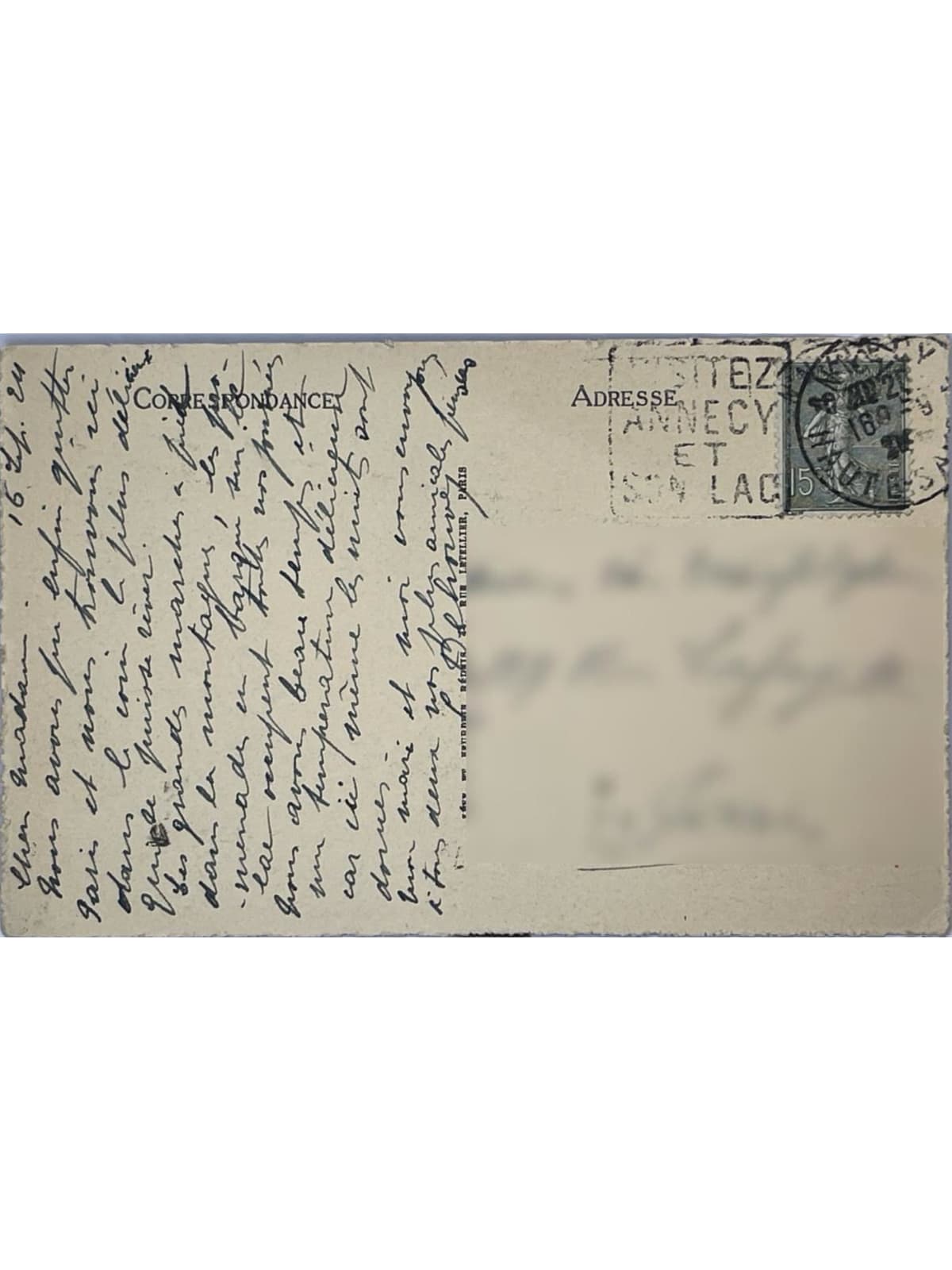 Verso de la carte postale