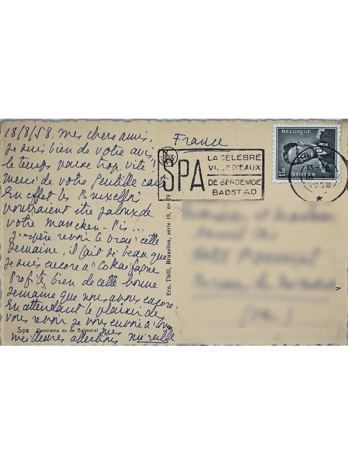 Verso de la carte postale