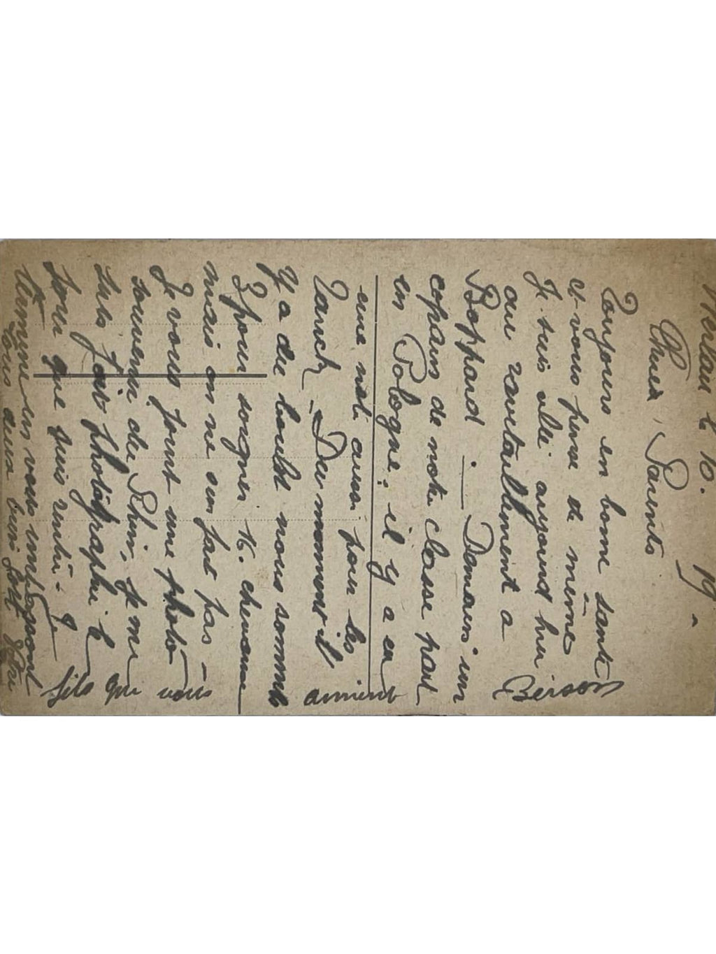 Verso de la carte postale