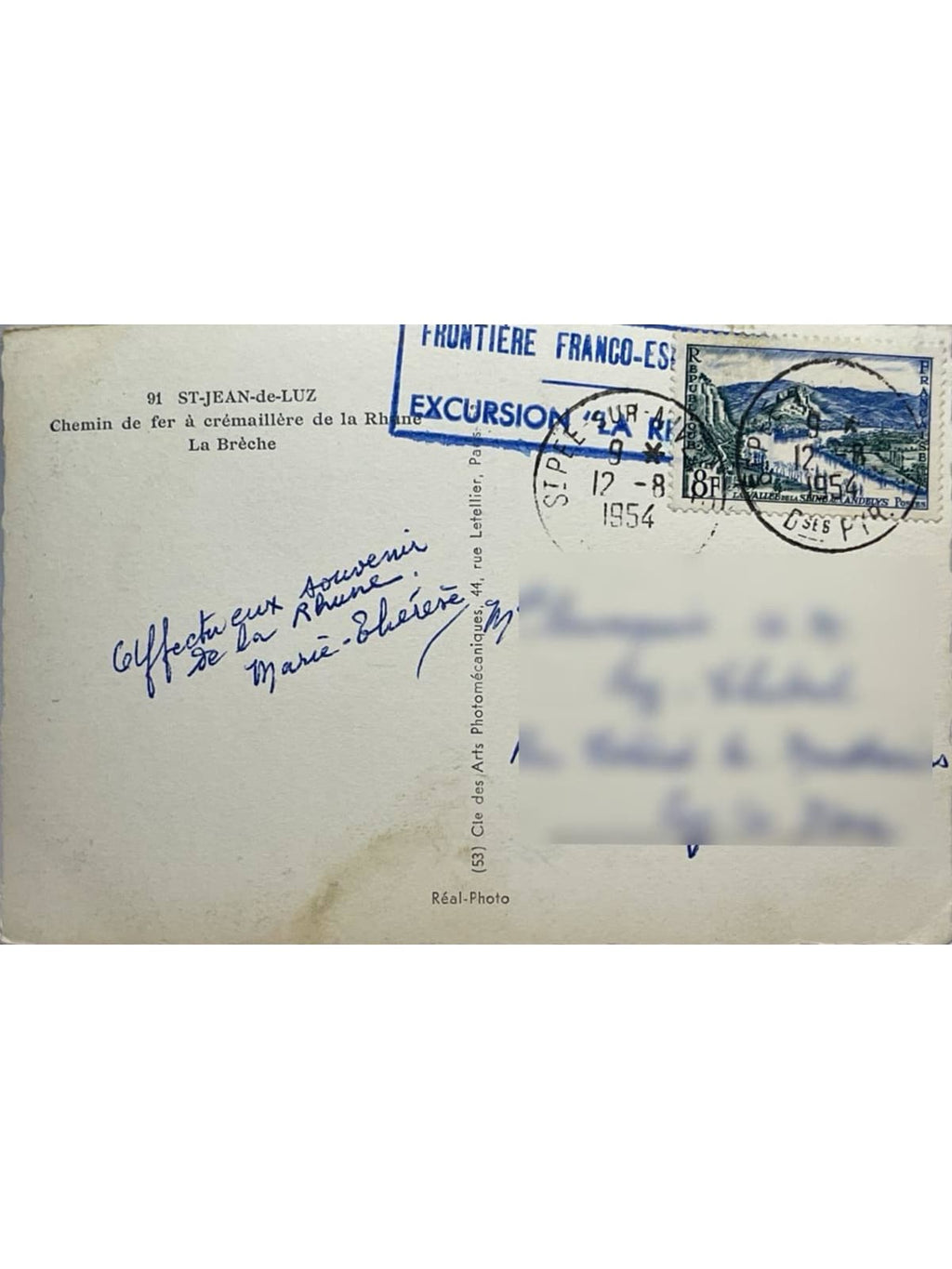 Verso de la carte postale